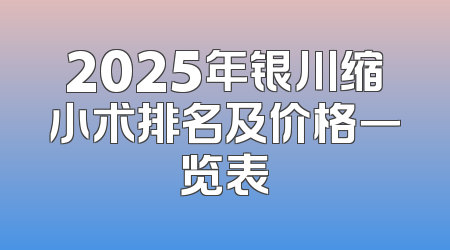 2025年银川缩小术排名及价格一览表