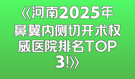 《河南2025年鼻翼内侧切开术权威医院排名TOP3！》