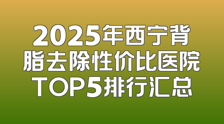 2025年西宁背脂去除性价比医院TOP5排行汇总