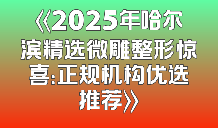 《2025年哈尔滨精选微雕整形惊喜：正规机构优选推荐》