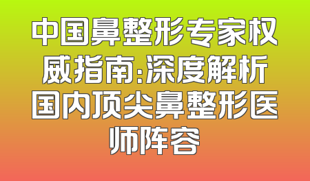 中国鼻整形专家权威指南：深度解析国内顶尖鼻整形医师阵容