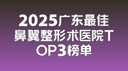 2025广东最佳鼻翼整形术医院TOP3榜单