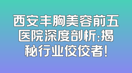 西安丰胸美容前五医院深度剖析：揭秘行业佼佼者！