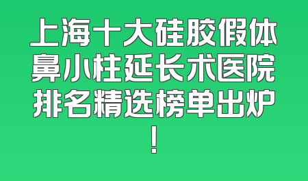 上海十大硅胶假体鼻小柱延长术医院排名精选榜单出炉！