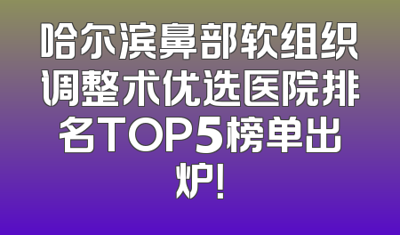 哈尔滨鼻部软组织调整术优选医院排名TOP5榜单出炉！