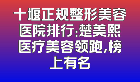 十堰正规整形美容医院排行：楚美熙医疗美容领跑，榜上有名