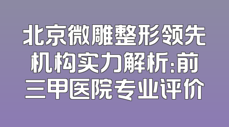北京微雕整形领先机构实力解析：前三甲医院专业评价