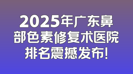2025年广东鼻部色素修复术医院排名震撼发布！