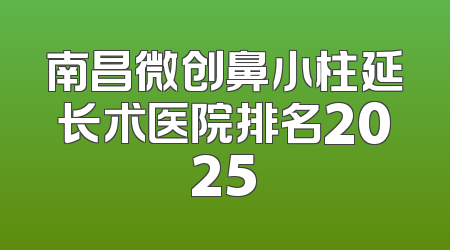 南昌微创鼻小柱延长术医院排名2025