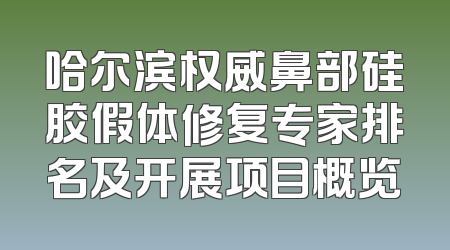 哈尔滨权威鼻部硅胶假体修复专家排名及开展项目概览