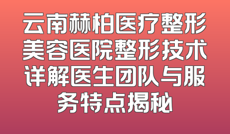 云南赫柏医疗整形美容医院整形技术详解医生团队与服务特点揭秘
