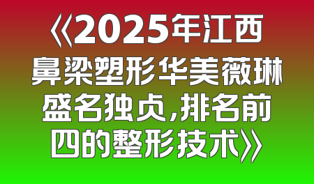 《2025年江西鼻梁塑形华美薇琳盛名独占，排名前四的整形技术》