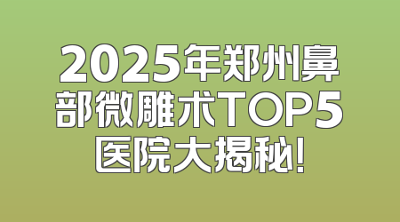 2025年郑州鼻部微雕术TOP5医院大揭秘！