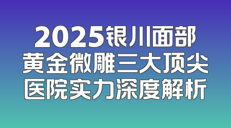 2025银川面部黄金微雕三大顶尖医院实力深度解析