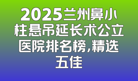 2025兰州鼻小柱悬吊延长术公立医院排名榜，精选五佳