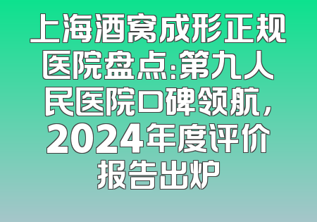 上海酒窝成形正规医院盘点：第九人民医院口碑领航，2024年度评价报告出炉