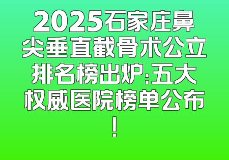 2025石家庄鼻尖垂直截骨术公立排名榜出炉：五大权威医院榜单公布！