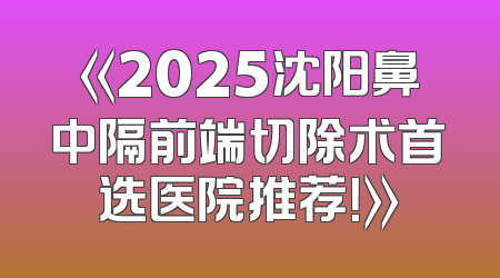 《2025沈阳鼻中隔前端切除术首选医院推荐！》