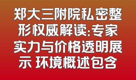 郑大三附院私密整形权威解读：专家实力与价格透明展示 环境概述包含