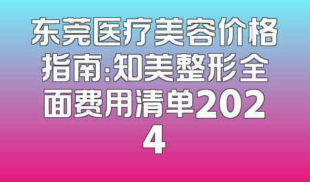东莞医疗美容价格指南：知美整形全面费用清单2024