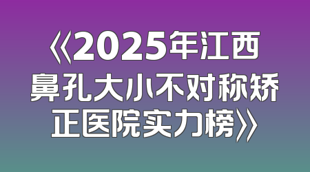 《2025年江西鼻孔大小不对称矫正医院实力榜》