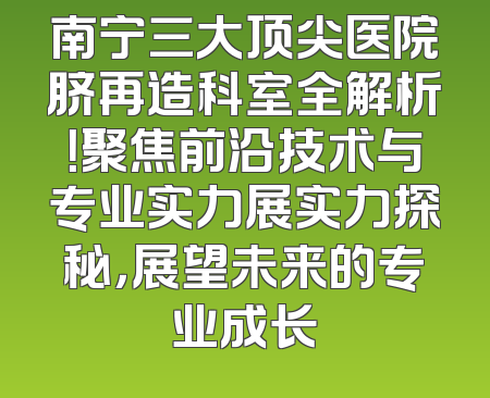 南宁三大顶尖医院脐再造科室全解析！聚焦前沿技术与专业实力展实力探秘，展望未来的专业成长
