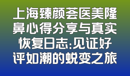 上海臻颜荟医美隆鼻心得分享与真实恢复日志：见证好评如潮的蜕变之旅