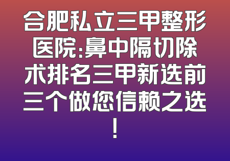 合肥私立三甲整形医院：鼻中隔切除术排名三甲新选前三个做您信赖之选！