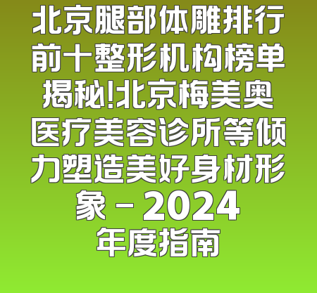 北京腿部体雕排行前十整形机构榜单揭秘！北京梅美奥医疗美容诊所等倾力塑造美好身材形象 - 2024年度指南