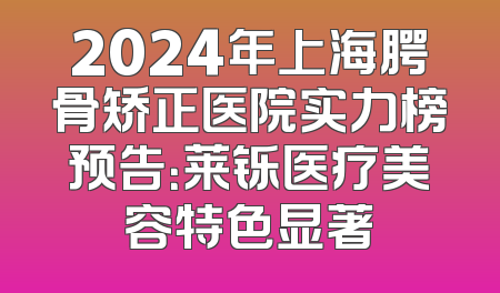 2024年上海腭骨矫正医院实力榜预告：莱铄医疗美容特色显著