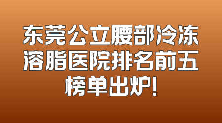 东莞公立腰部冷冻溶脂医院排名前五榜单出炉！
