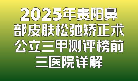 2025年贵阳鼻部皮肤松弛矫正术公立三甲测评榜前三医院详解