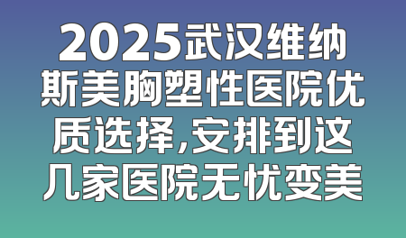 2025武汉维纳斯美胸塑性医院优质选择，安排到这几家医院无忧变美
