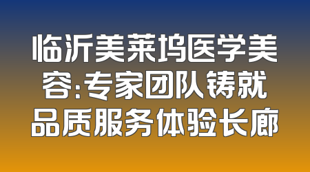 临沂美莱坞医学美容：专家团队铸就品质服务体验长廊
