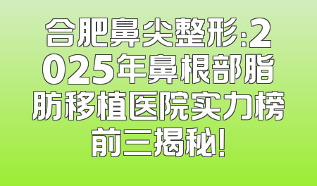 合肥鼻尖整形：2025年鼻根部脂肪移植医院实力榜前三揭秘！