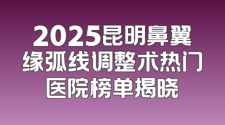 2025昆明鼻翼缘弧线调整术热门医院榜单揭晓