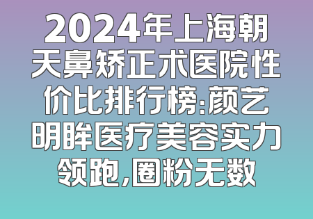 2024年上海朝天鼻矫正术医院性价比排行榜：颜艺明眸医疗美容实力领跑，圈粉无数