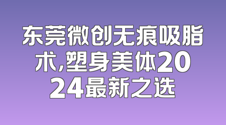 东莞微创无痕吸脂术，塑身美体2024最新之选