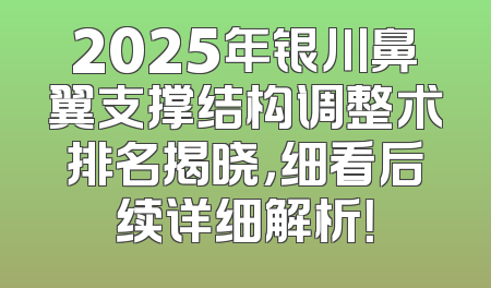 2025年银川鼻翼支撑结构调整术排名揭晓，细看后续详细解析！