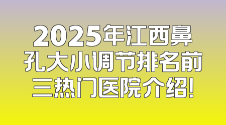 2025年江西鼻孔大小调节排名前三热门医院介绍！