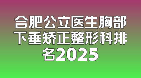 合肥公立医生胸部下垂矫正整形科排名2025