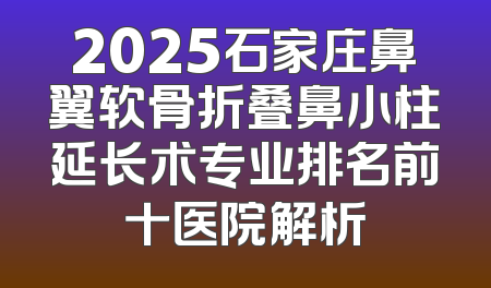2025石家庄鼻翼软骨折叠鼻小柱延长术专业排名前十医院解析