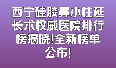 西宁硅胶鼻小柱延长术权威医院排行榜揭晓！全新榜单公布！