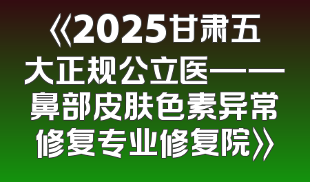 《2025甘肃五大正规公立医——鼻部皮肤色素异常修复专业修复院》