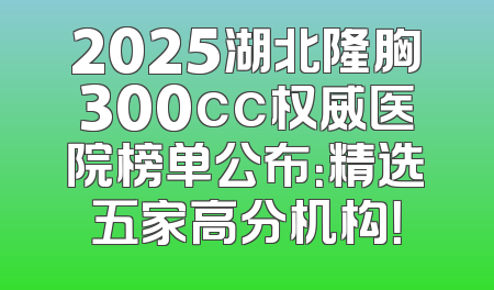 2025湖北隆胸300cc权威医院榜单公布：精选五家高分机构！