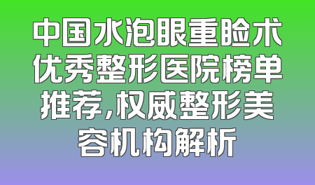 中国水泡眼重睑术优秀整形医院榜单推荐，权威整形美容机构解析