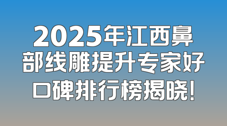 2025年江西鼻部线雕提升专家好口碑排行榜揭晓！