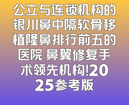 公立与连锁机构的银川鼻中隔软骨移植隆鼻排行前五的医院 鼻翼修复手术领先机构！2025参考版