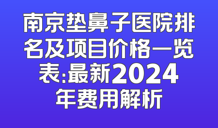 南京垫鼻子医院排名及项目价格一览表：最新2024年费用解析
