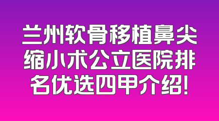 兰州软骨移植鼻尖缩小术公立医院排名优选四甲介绍！